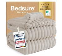 Bedsure Plaid canape Plaid Beige - Couverture Polaire, 230×270 cm, Beige | Cadeau Femme, Plaid Doux et Chaud en Velours Côtelé pour Canapé, Chambre et Salon, Lavable en Machine