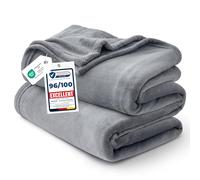 Bedsure Plaid Polaire Couverture Canapé - 220 x 240 cm, Gris | Légère et respirante, couverture en flanelle épaisse et douce, déco maison et cadeau, toutes saisons, pour homme et femme