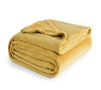 Bedsure Plaid Polaire Couverture Canapé - 220 x 240 cm, Jaune Moutarde | Légère et respirante, couverture en flanelle épaisse et douce, déco maison et cadeau, toutes saisons, pour homme et femme
