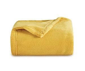 Bedsure Plaid Polaire Couverture Canapé - Douillette en Microfibre en Flanelle, Douce et Chaude, Jeté de Canapé Grande Taille, XL 150 x 200 cm, Jaune