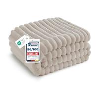 Bedsure Plaid Polaire pour Canapé - Couverture Douce et Chaude en Tissu Peluche, Design à Cordon Grossier, Plaid Moelleux pour Lit et Sofa, XL 150 x 200 cm, Beige