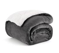 Bedsure Plaid Polaire Sherpa Couverture - Anthracite, 150x200 cm | Plaid Canape Grande Taille, Douce et Chaude Double Face avec Fourrure d'agneau et Tissu Polaire pour Canapé et Lit, Épais