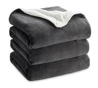 Bedsure Plaid Polaire Sherpa Couverture - Anthracite, 220x240 cm | Plaid Canape Grande Taille, Douce et Chaude Double Face avec Fourrure d'agneau et Tissu Polaire pour Canapé et Lit, Épais