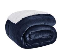Bedsure Plaid Polaire Sherpa Couverture - Bleu Marine, 150x200 cm | Plaid Canape Grande Taille, Douce et Chaude Double Face avec Fourrure d'agneau et Tissu Polaire pour Canapé et Lit, Épais