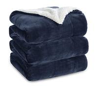 Bedsure Plaid Polaire Sherpa Couverture - Bleu Marine, 220x240 cm | Plaid Canape Grande Taille, Douce et Chaude Double Face avec Fourrure d'agneau et Tissu Polaire pour Canapé et Lit, Épais