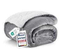 Bedsure Plaid Polaire Sherpa Couverture - Douce et Chaude Double Face avec Fourrure d'agneau et Tissu Polaire pour Canapé et Lit, 2 Personnes, Épais - XL 150x200 cm, Gris