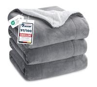 Bedsure Plaid Polaire Sherpa Couverture - Douce et Chaude Double Face avec Fourrure d'agneau et Tissu Polaire pour Canapé et Lit, 2 Personnes, Épais - XXL 220x240 cm, Gris