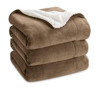 Bedsure Plaid Polaire Sherpa Couverture - Douce et Chaude Double Face avec Fourrure d'agneau et Tissu Polaire pour Canapé et Lit, 2 Personnes, Épais - XXL 220x240 cm, Chameau