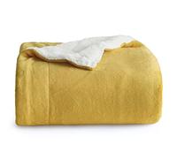 Bedsure Plaid Polaire Sherpa Couverture - Jaune Moutarde, 150x200 cm | Plaid Canape Grande Taille, Douce et Chaude Double Face avec Fourrure d'agneau et Tissu Polaire pour Canapé et Lit, Épais
