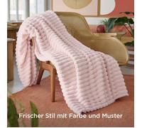 Bedsure Velours Côtelé Fleece - Plaid Chaud pour Chambre & Salon - Douceur Cocooning - Rose Cristal - 150x200cm