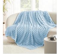 Bedsure Velours Côtelé Fleece - Plaid Cocooning pour Chambre & Salon - Chaud et Doux - Bleu Rêveur - 150x200cm