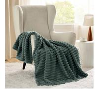 Bedsure Velours Côtelé Fleece - Plaid Cocooning pour Lit & Canapé - Chaud et Moelleux - Vert Colvert - 240x220cm