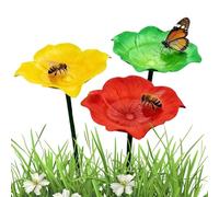 Bee Watering Station - Lot de 3 bols en métal pour utilisation en plein air - 460 g d'eau avec hydrations papillon, oiseaux, bol pour jardin, jardin, décoration