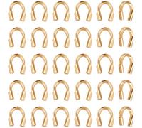 Beebeecraft 1 boîte de 500 protège Fils en Laiton Plaqué Or 18K en Forme de U pour Bracelets Colliers et Fabrication de Bijoux (45mm)