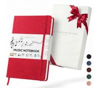 BEECHMORE BOOKS Cahier de musique A4 (21,6 x 29 cm) - 156 pages, 120 g/m² | Couverture rigide simili cuir, portées perforées, ouverture à plat, coffret cadeau pour musiciens & compositeurs