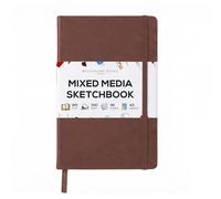 Beechmore Books Carnet de croquis A5 5,8″×8,3″ (14,8×21 cm) - Papier ivoire 300 g/m² sans acide, 96 pages perforées - Couverture en simili cuir vegan vue 180°, idéal croquis, aquarelle & mixed media