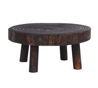 Beelooom Rustique DéCoratif Rond en Bois PiéDestal Pot de Plante Riser Support de Plante en Pot éTagèRe de Plante pour IntéRieur ExtéRieur DéCor à A