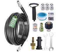 BEELUKY 10M Tuyau Deboucheur Canalisation Nettoyage Haute Pression pour Kärcher K2-K7 HD HDS, Lavor, Bosch, Parkside,400Bar Kit Furet Professional avec Buses Rotatives/Rigides et Adaptateurs Cuivre