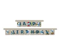 BeenSmile, Guirlande de fête générique Schtroumpfs, guirlande Happy Birthday - Décoration d'anniversaire pour enfants, fêtes d'enfants, anniversaires et célébrations - Articles de fête - 1 unité