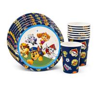 BeenSmile Vaisselle Pat Patrouille pour Anniversaire, Pack de 8 Assiettes Jetables 23 cm et 8 Gobelets, Set de Fête pour Enfants, Gâteau, Goûter et Boissons
