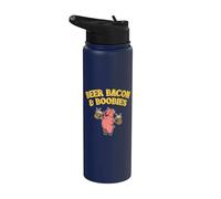 Beer Bacon & Boobies Pig Lover Funny Foodie Things I Love Stainless Steel Insulated Water Bottle