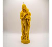 BeesWax Bougie/Sculpture de la Mère de Dieu avec l'enfant Jésus Fait de cire d'abeille 100% naturelle