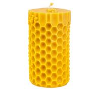 BeesWax World - Bougie en cire d’abeille 100 % naturelle, faite à la main - Mèche en coton, décorative et durable - Différentes formes au choix (Bougie avec hexagones - H ~122 mm, Ø ~72 mm)