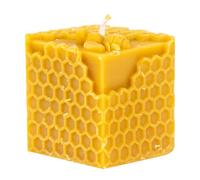BeesWax World - Bougie en cire d’abeille 100 % naturelle, faite à la main - Mèche en coton, décorative et durable - Différentes formes au choix (Cube en cire d’abeille - H ~60 mm, Ø ~60 mm)