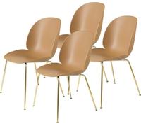 Beetle Chair Chaise de salle à manger Non rembourrée Amber Brown Laiton set de 4 Gubi - 5715015178730