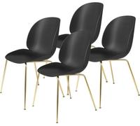 GUBI Beetle Chaise de Table de Salle à Manger Base Conique/Laiton Semi Mat/ Noir 4 Pcs.