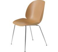 Beetle Chaise de Table à Manger Base Conique Chrome/ Marron Ambré