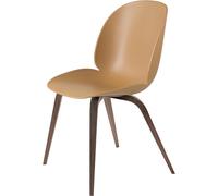 Beetle Chaise de Table à Manger Base en Bois Noyer Américain Mat/ Ambre Marron
