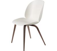 Beetle Chaise de Table à Manger Base en Bois Noyer Américain Mat/ Blanc Albâtre