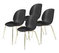 GUBI Beetle Chaise de Table de Salle à Manger Base Conique/Laiton Semi Mat/ Noir 4 Pcs.