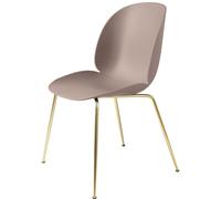 Gubi Chaise Beetle Rose bonbon, support en laiton