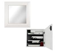 Beetle Wood Miroir blanc avec compartiment secret et double fond caché | Coffre-fort camouflé avec serrure NFC/RFID | Meuble de sécurité pour bijoux, argent et documents | Monté