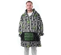 Beetlejuice Sweat à capuche couverture portable | Pull à rayures noires et blanches pour hommes avec graphismes coccinelle et serpent sur toute la surface | Vêtements de détente à capuche doublés