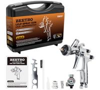BEETRO Pistolet LVLP, Buse 1,3mm pour Peinture Automobile | Buse 1,3mm en Acier Inox, Ultra-Léger 340g, Adaptateur Type 2, Régulateur d'Air et Filtre, Gravité, pour Auto et Industrie