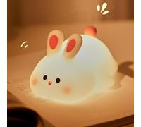 Befeixue Lampe Tactile En Silicone Lapin | Lumière De Nuit De Bébé Lapin | Lampe De Nuit Big Face Rabbit Pour Enfant | Veilleuse Douce Et Mignonne Au Toucher Animal | Lampe Chevet Lapin En Silicone