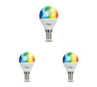 Beghelli - Ampoule LED Alexa Smart SFERA E14 5W RGB-CCT WiFi, Compatible avec l'Application, Domotique Facile, Contrôle Vocal, Réglage des Couleurs (Lot de 3)
