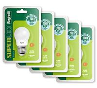 Beghelli - Ampoule LED SUPER LED E27 à lumière froide, ampoule sphérique LED 7 W, 700 lm, 6 500 K, lot de 5 de 1 ampoule