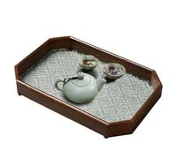 Begonia Embossed Glass Tray, Walnut Color Snack Tray, Rectangular Fruit Storage Tray, Ornamental Tea Tray, Lightweight Snack Tray, High-end Glass Tray, Glass Serving Tray, Durable Snack Storage Tray