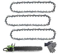 Begonia Lot de 3 chaînes de tronçonneuse 3/8" LP 35 cm, 52 maillons d'entraînement de 1,3 mm, chaîne à faible retour avec 2 gants, chaîne de rechange compatible avec Makita, Oregon, Einhell GH-EC1835