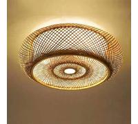 Begoniape Plafonnier rétro en bambou - 3 lumières - Style bohème - Tissé à la main - 50 x 16 cm - Suspension en rotin - Pour LED/ampoule/lampe fluorescente