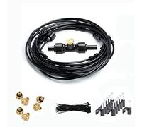 BeGrit 6M Système de Brumisation Système De Refroidissement, Kit de Tuyau Brumisateur Extérieur Tuyau d'arrosage avec 6 buses de brouillard galvanisé en laiton pour terrasse, Jardin