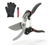 BeGrit Secateur de Jardin à Enclume Kit de Jardinage 3-en-1 avec Pierre à Aiguiser et Gants Anti-Coupure Cisaille Sécateur Fiskars pour Bois Mort - Lame en Acier SK5 à Haute Teneur en Carbone