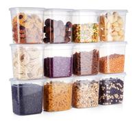 VILDE Lot de 12 boîtes de conservation 1,85L - Plastique durable - sans BPA - hermétiques - empilables - lave-vaisselle
