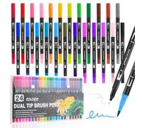Behiruch 24Couleurs Feutres Coloriage Adulte,Double Pointe Feutre Aquarelle | (Fine & Pinceau) avec Malette pour Dessin, Croquis, Coloriage, Manga et Calligraphie