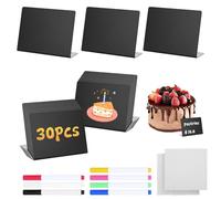 Behiruch 30Pcs Mini Tableau Noir, 100x75 mm Réutilisable Mini Ardoise | Type L Mini Panneaux d'Affichage avec 7 Pièces Stylo pour Boulangerie, Buffet, Mariage, Restaurant