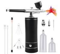 Behogan Kit aérographe portable avec compresseur, compresseur d'air portable, mini brosse à main sans fil, double action, pour peinture, tatouage, nail art